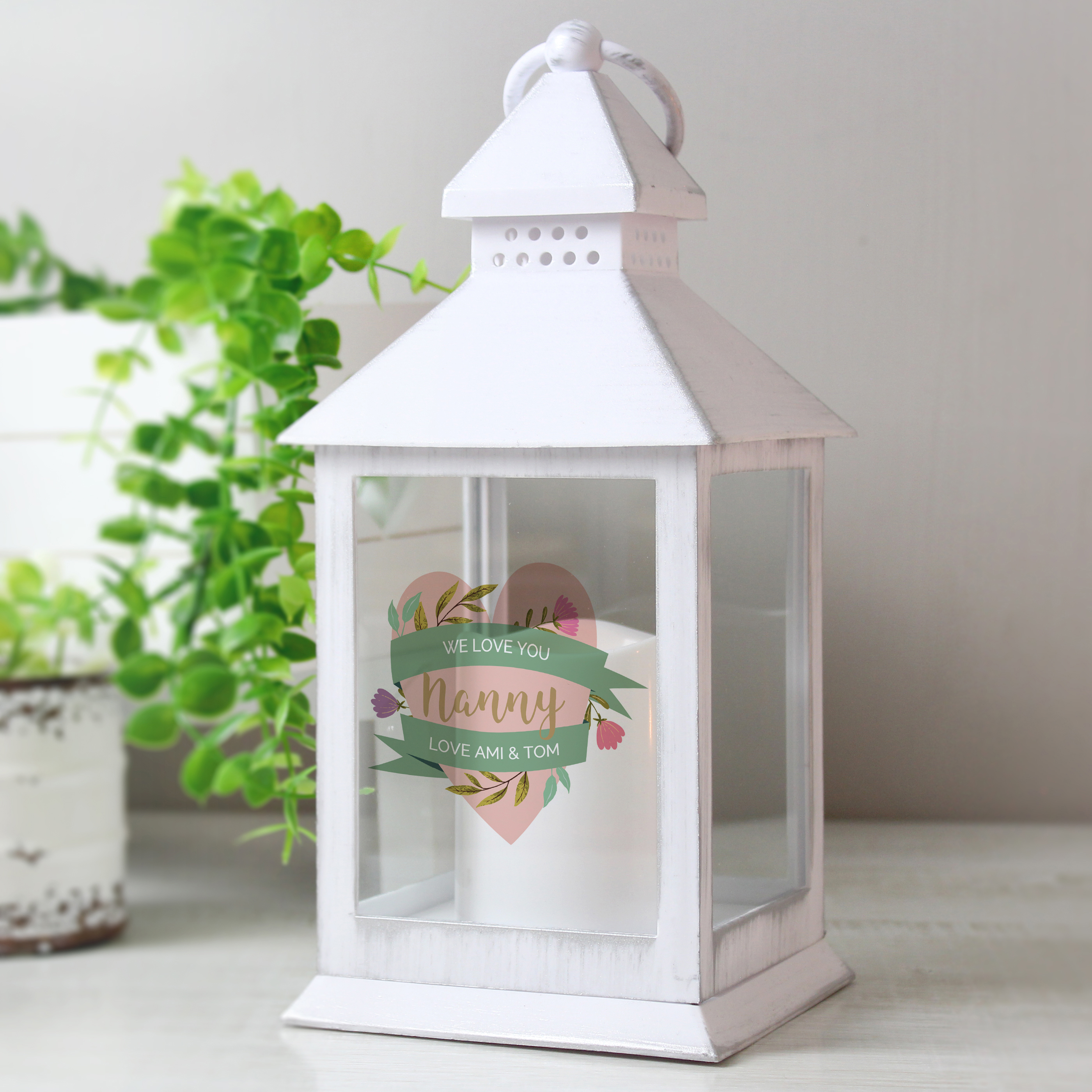Personalised Floral Mother’s Day White Lantern