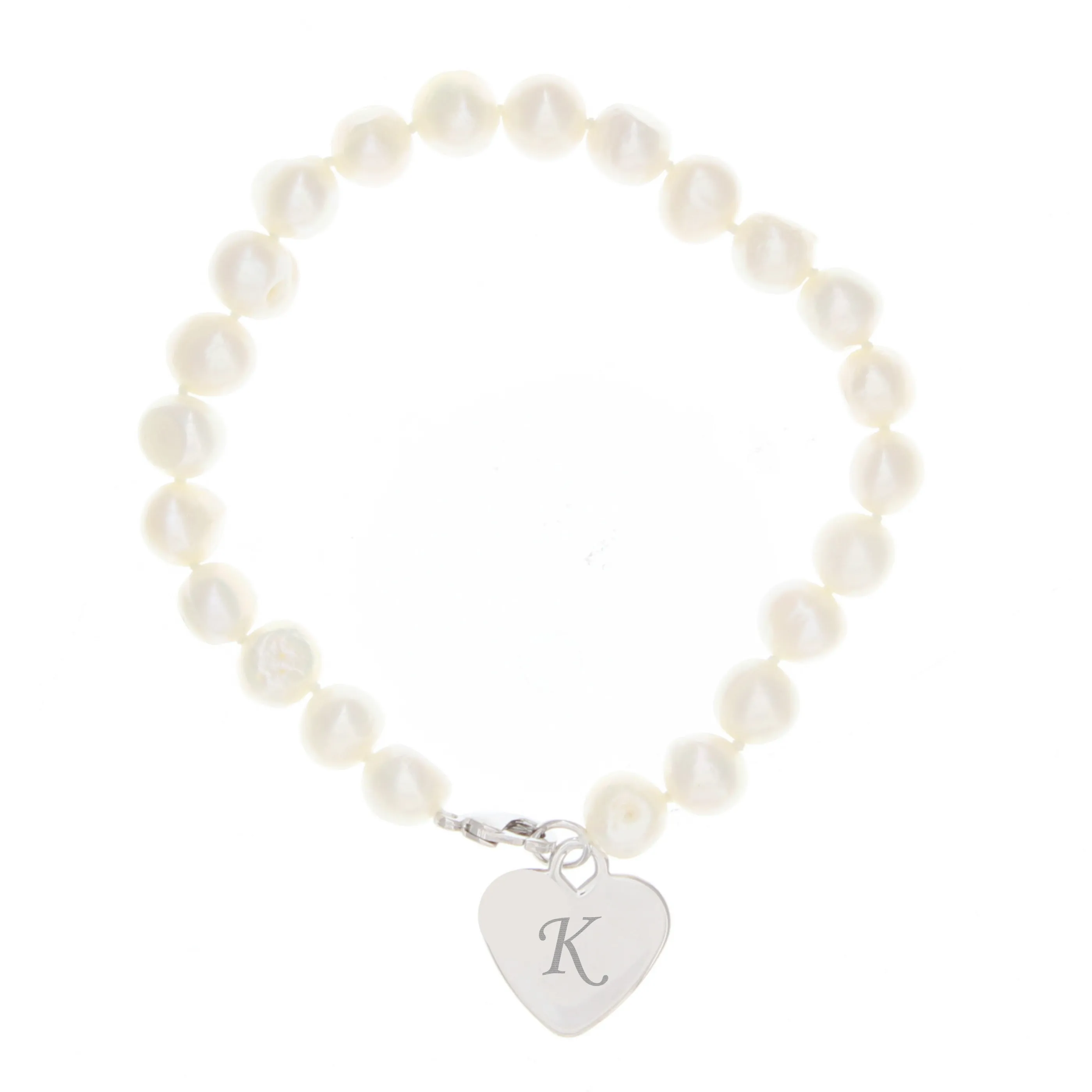 Personalised White Freshwater Pearl Initial Bracelet