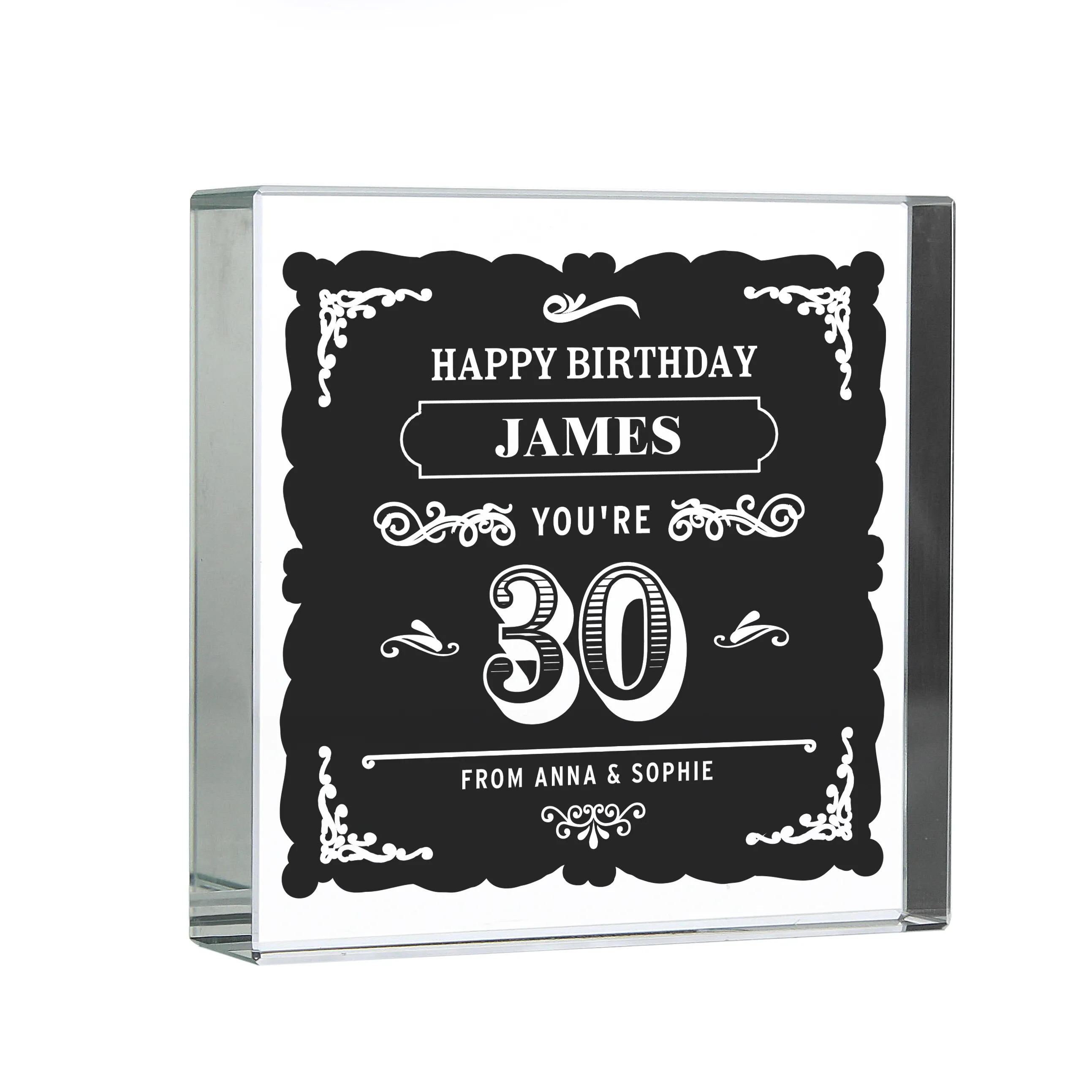 Personalised Birthday Vintage Typography Crystal Token