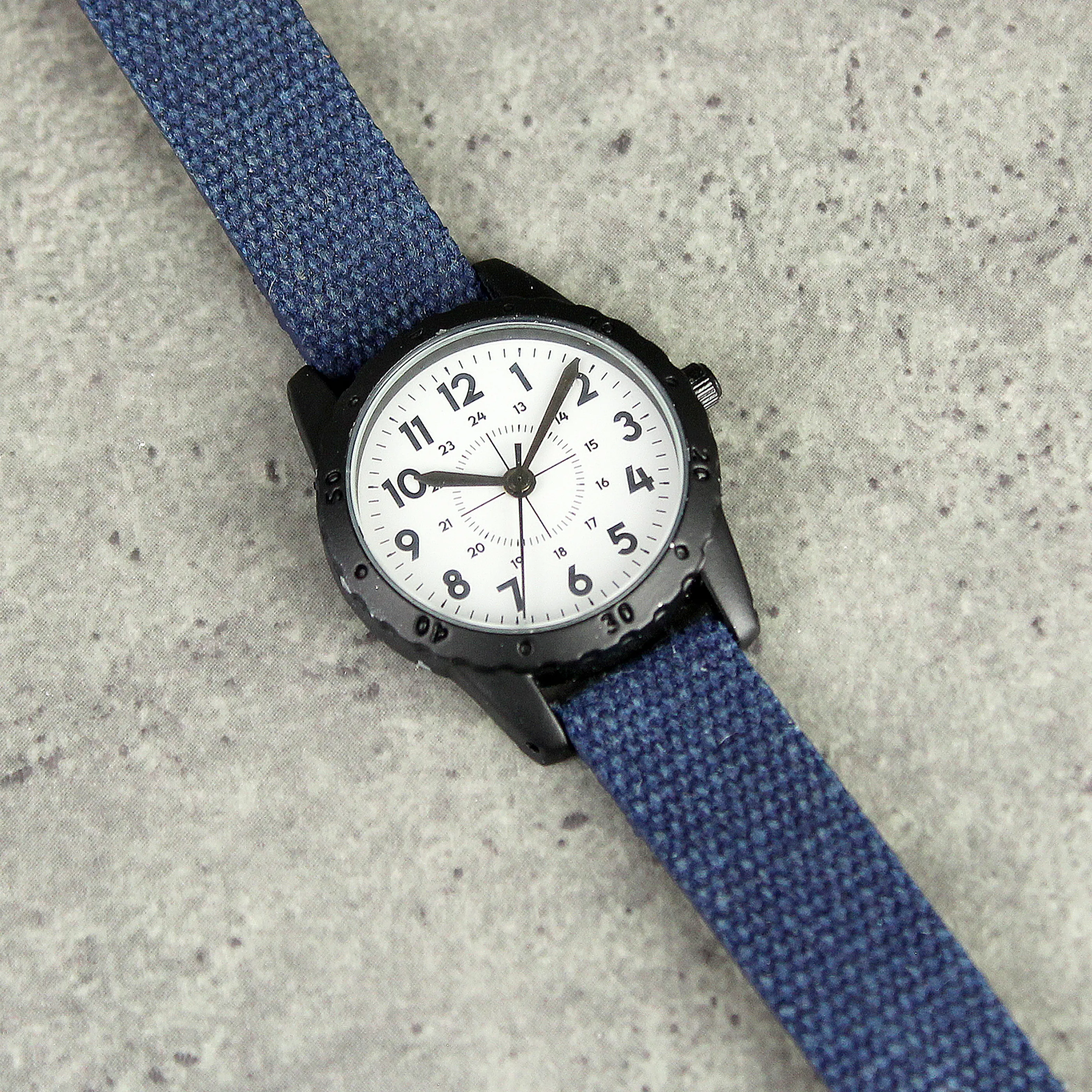 Personalised Boys Watch with Black & Blue Canvas Strap