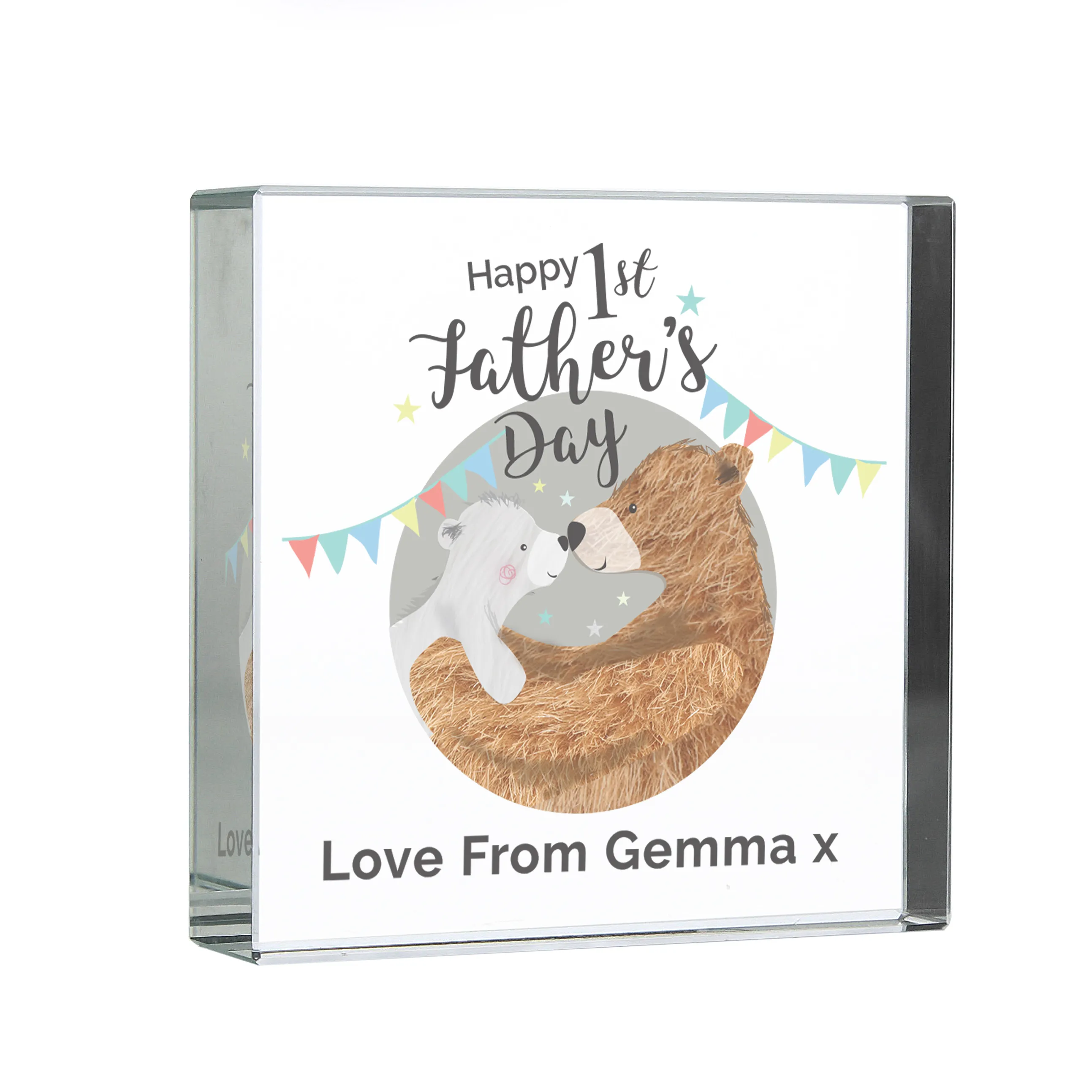 Personalised 1st Father’s Day Daddy Bear Crystal Token