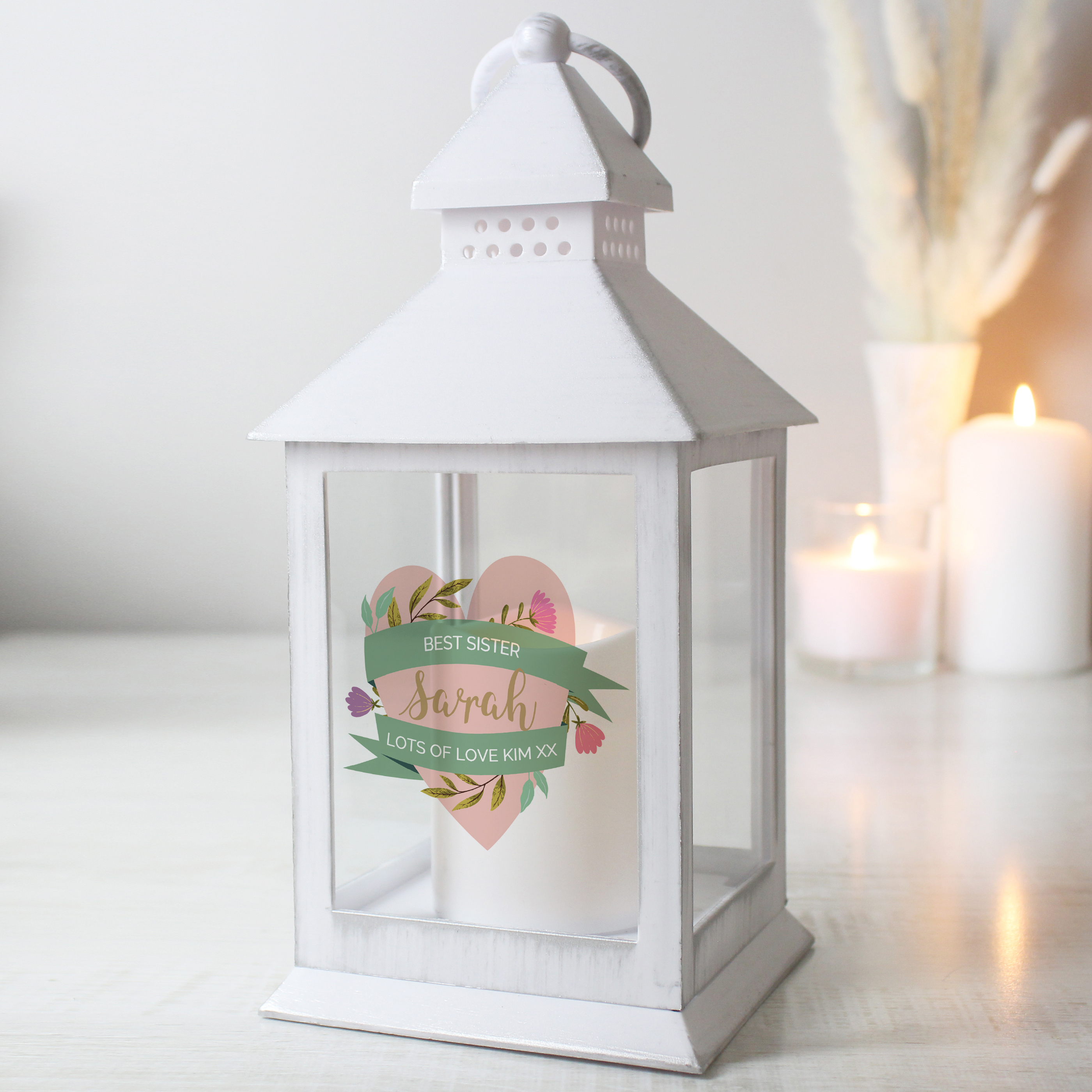 Personalised Floral Mother’s Day White Lantern