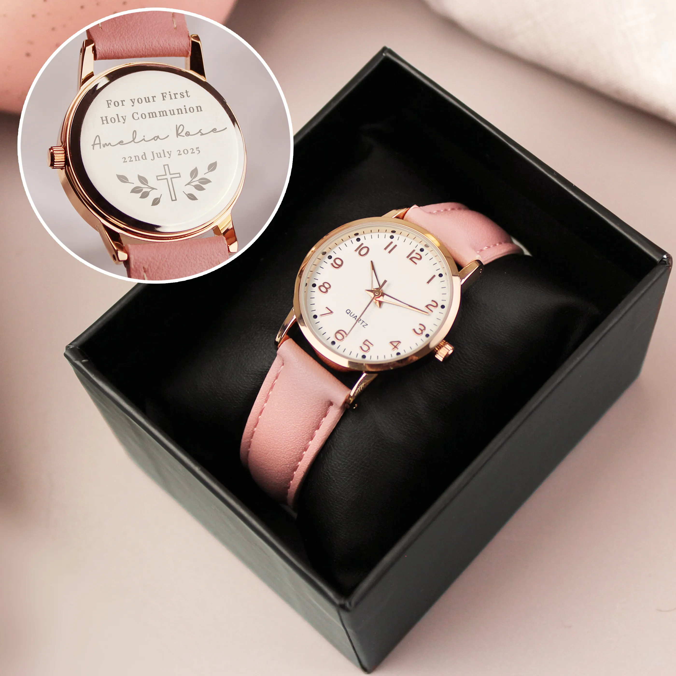Personalised Holy Communion & Christening Pink Watch