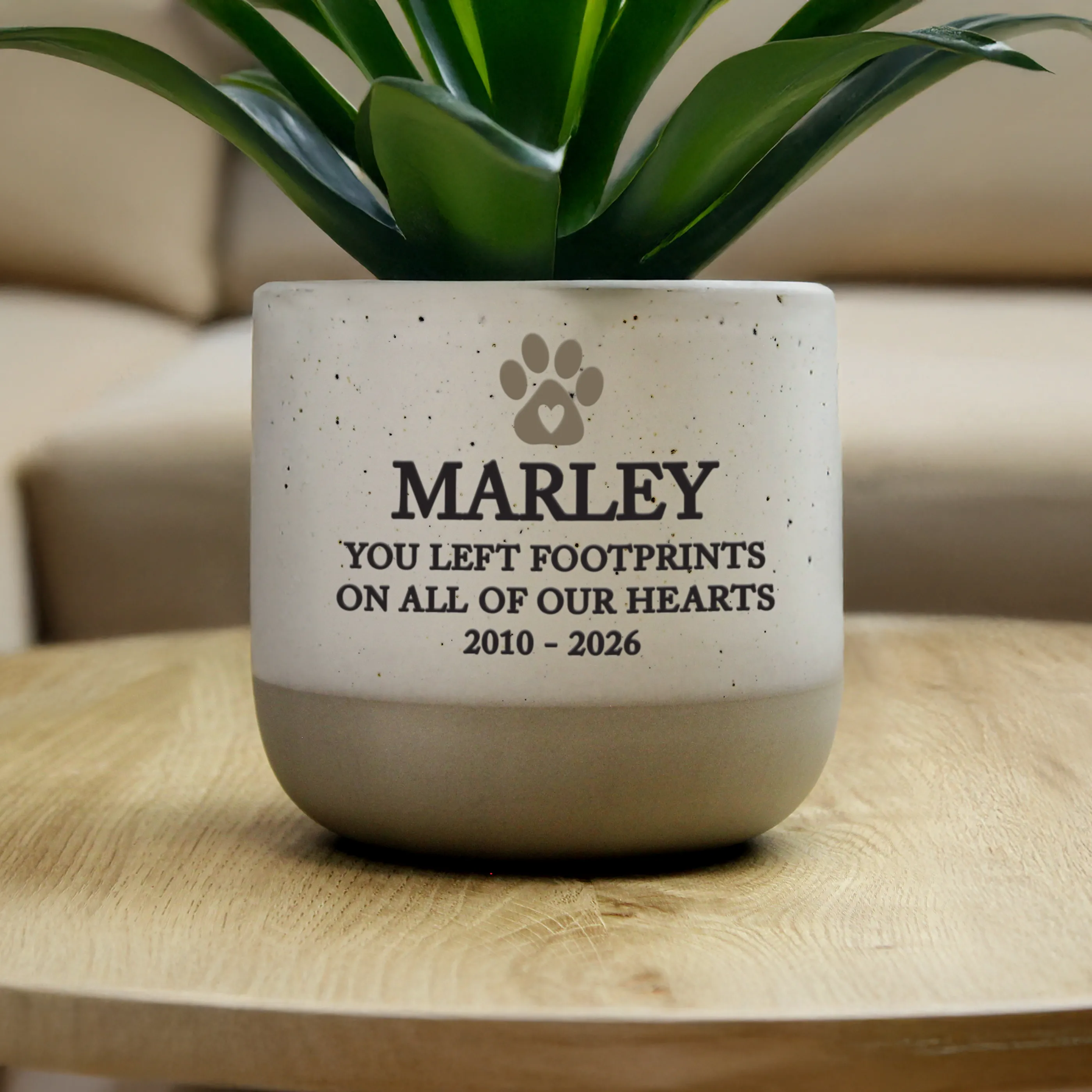 Personalised Pet Memorial Flecked Plant Pot