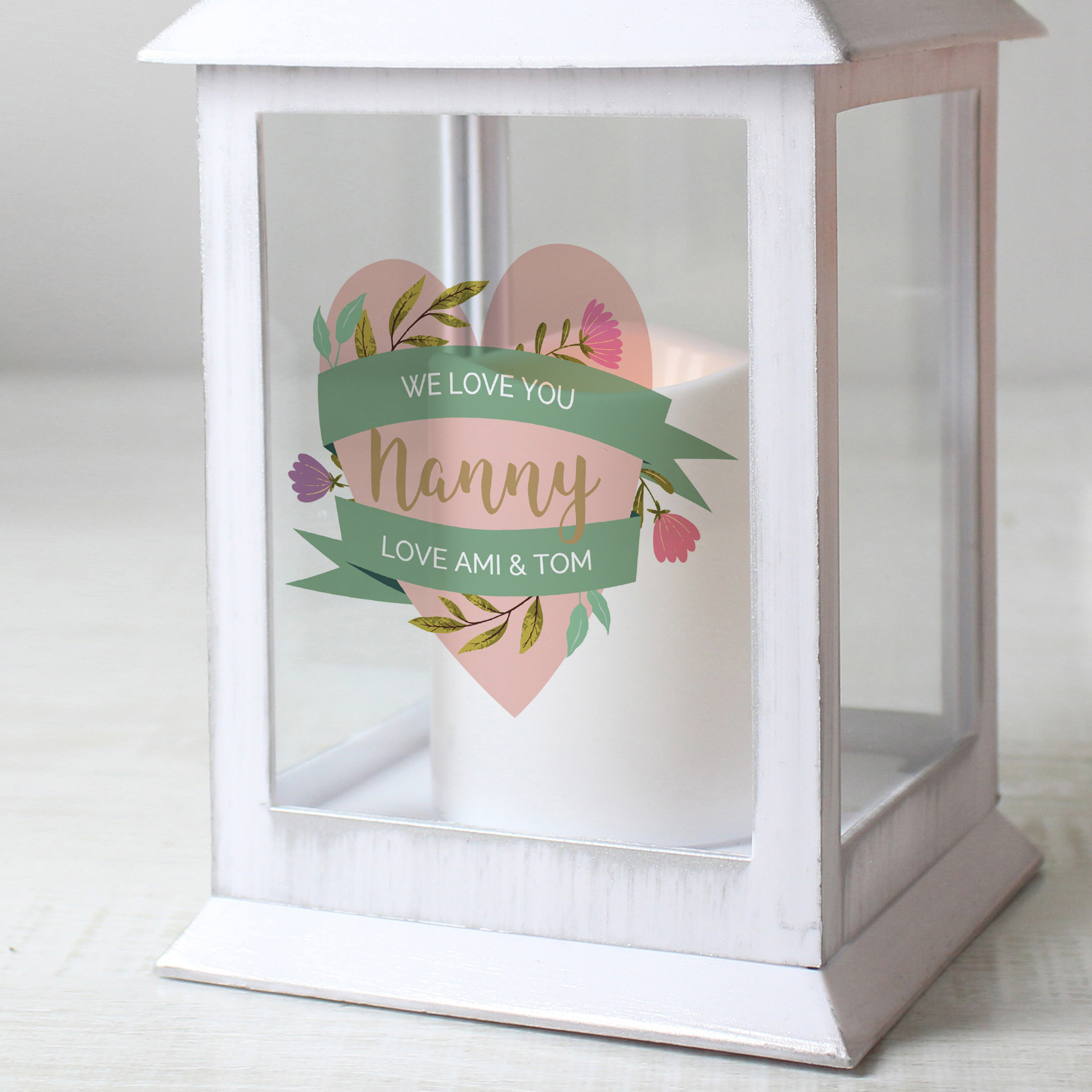Personalised Floral Mother’s Day White Lantern