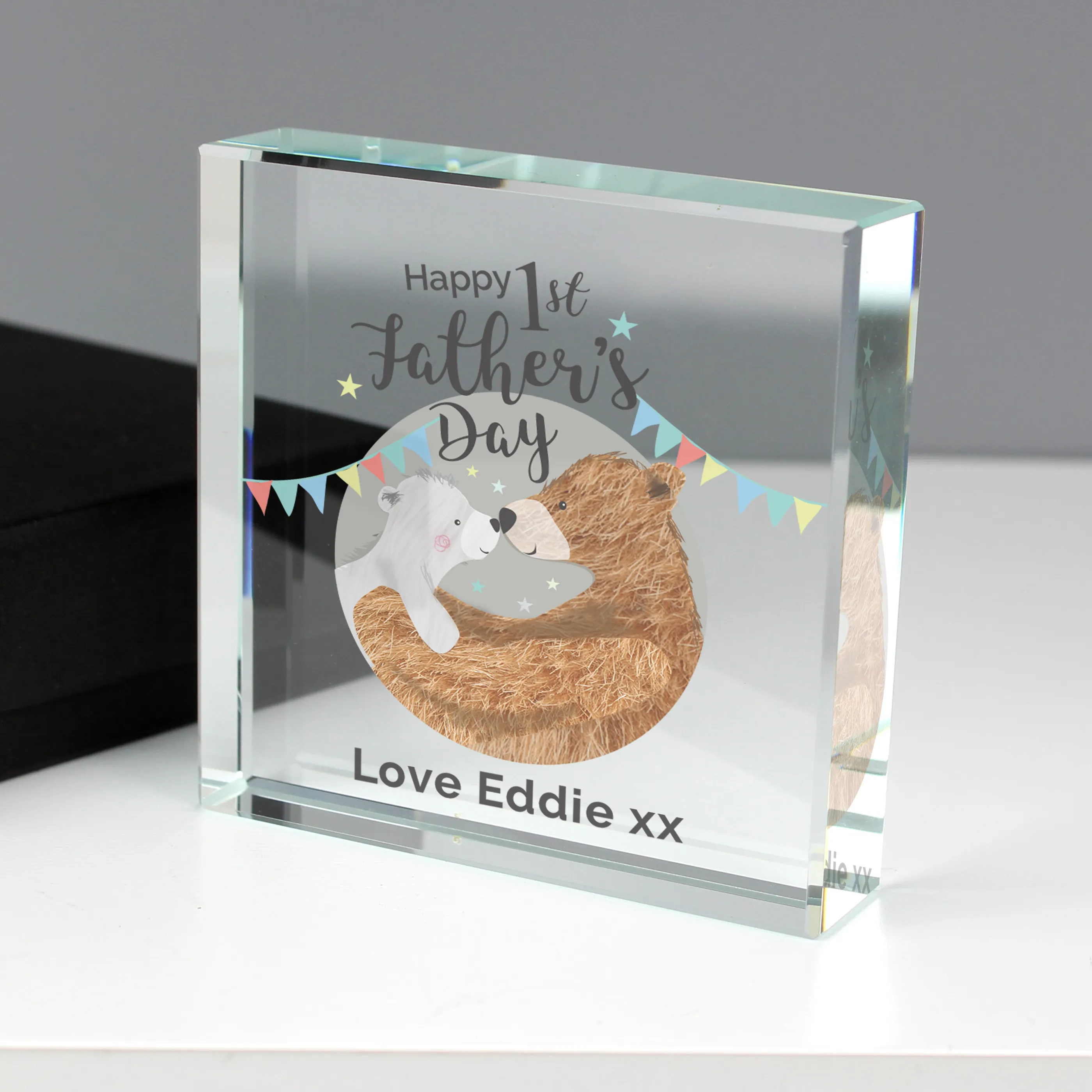 Personalised 1st Father’s Day Daddy Bear Crystal Token