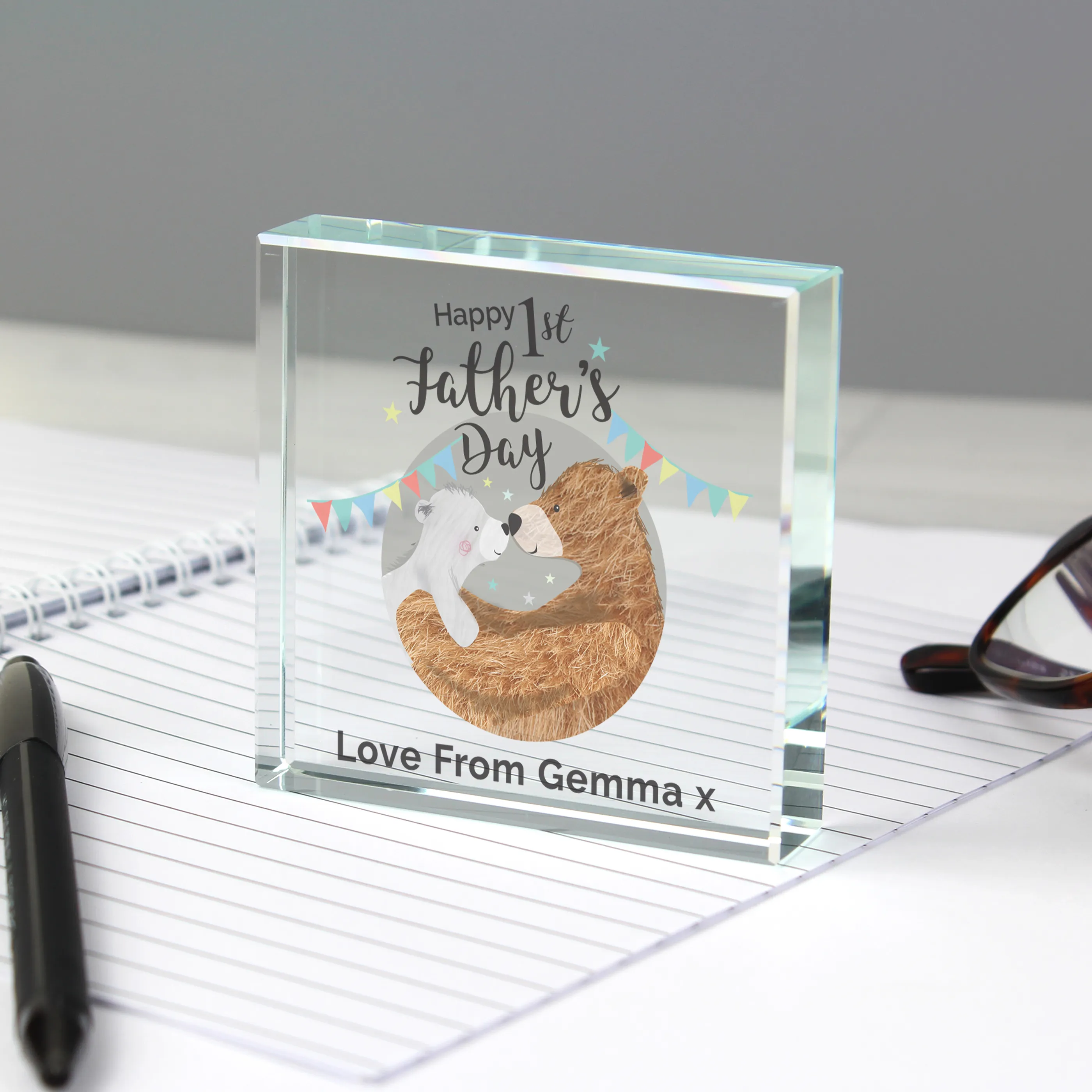Personalised 1st Father’s Day Daddy Bear Crystal Token