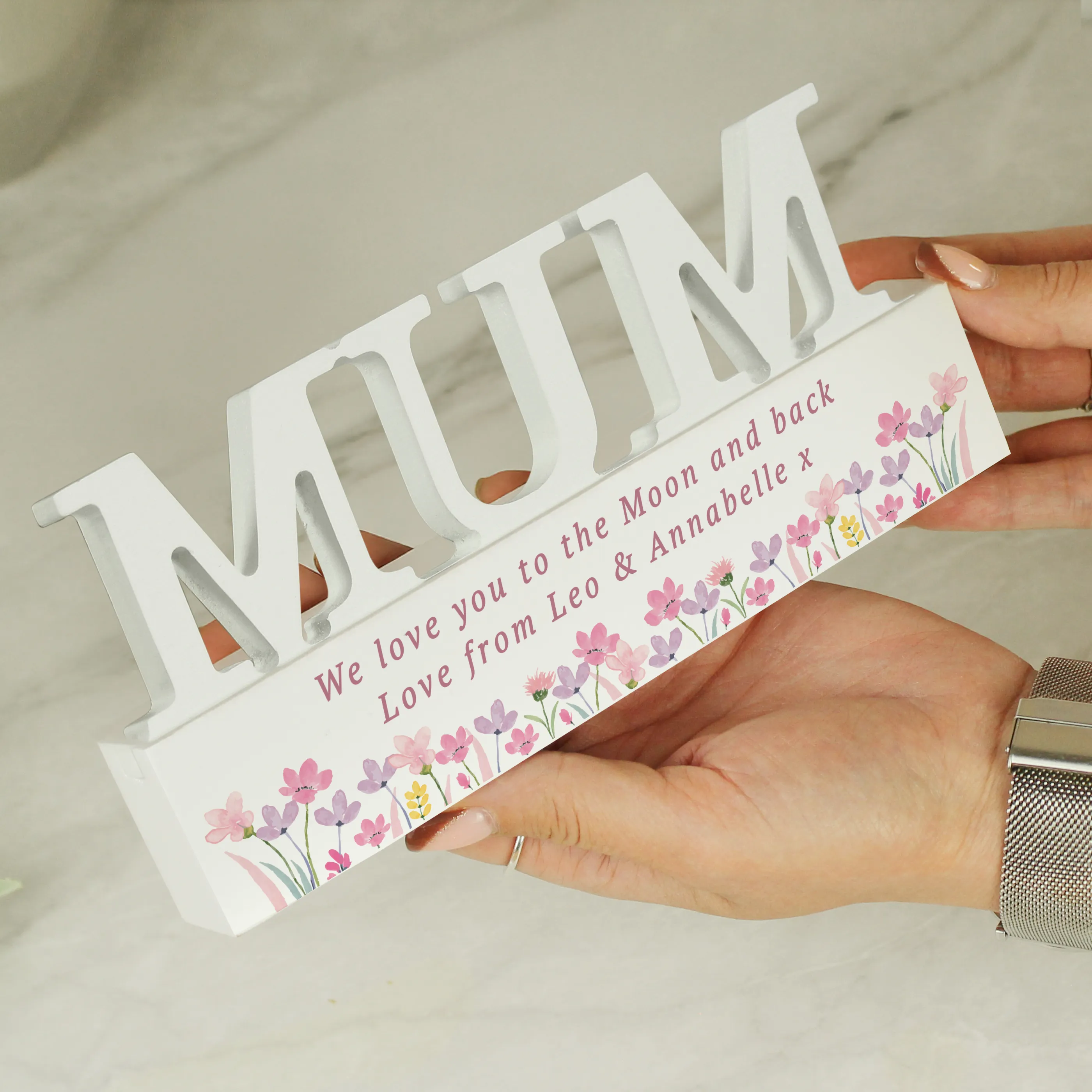 Personalised Floral Wooden Mum Ornament