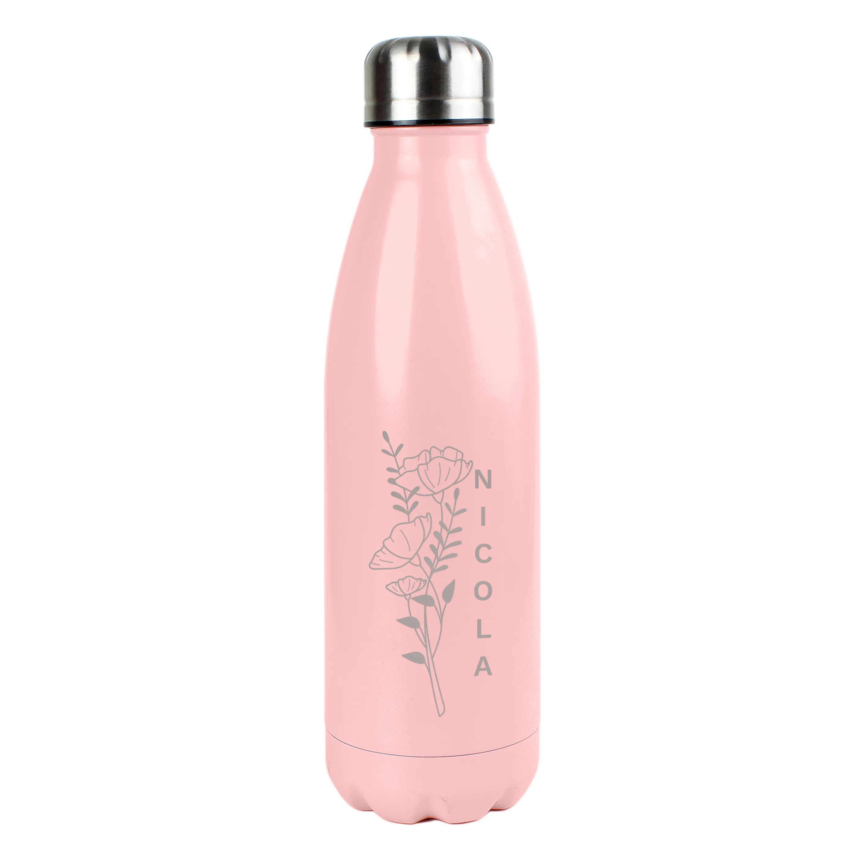 Personalised Floral Pink Insulated Drinks Bottle