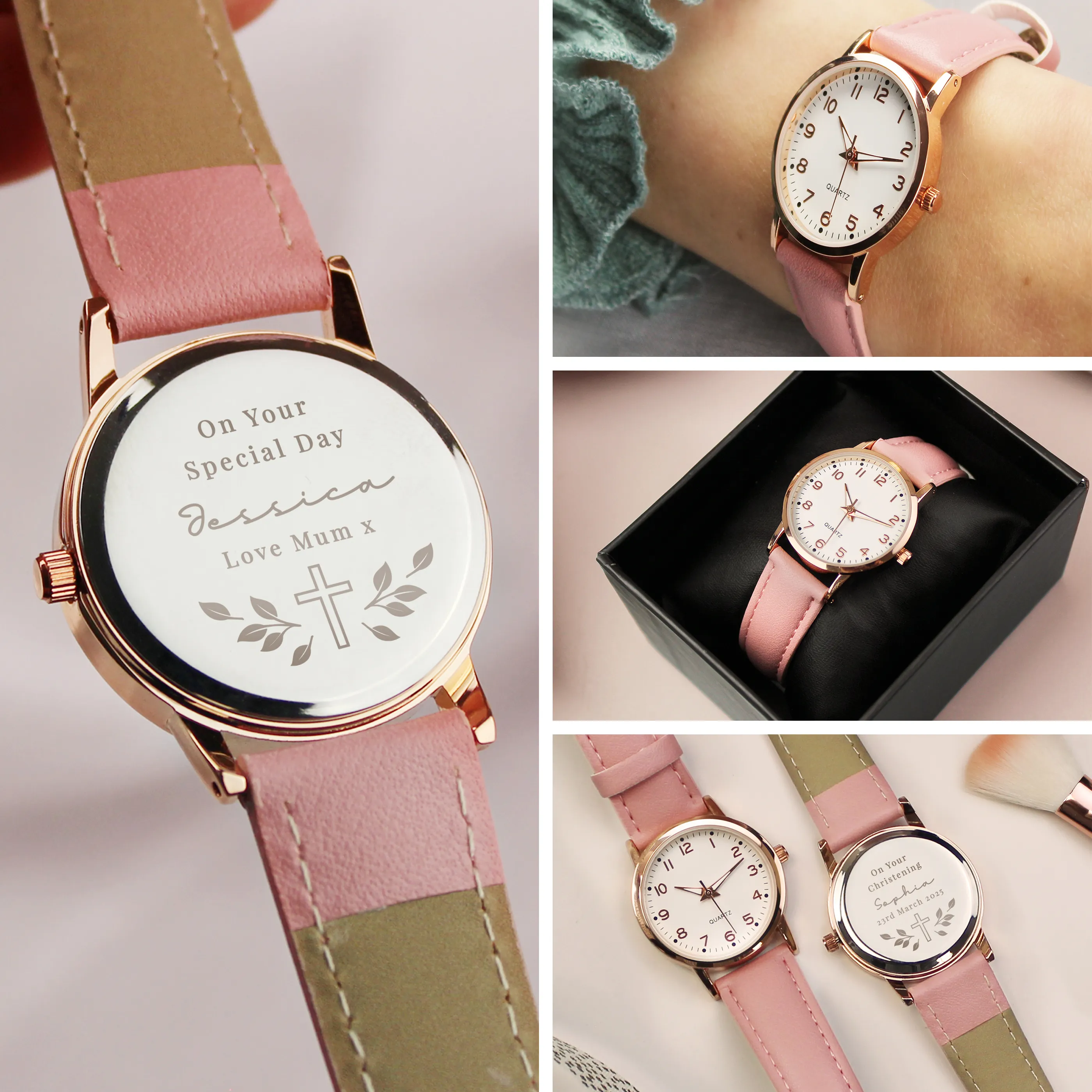 Personalised Holy Communion & Christening Pink Watch