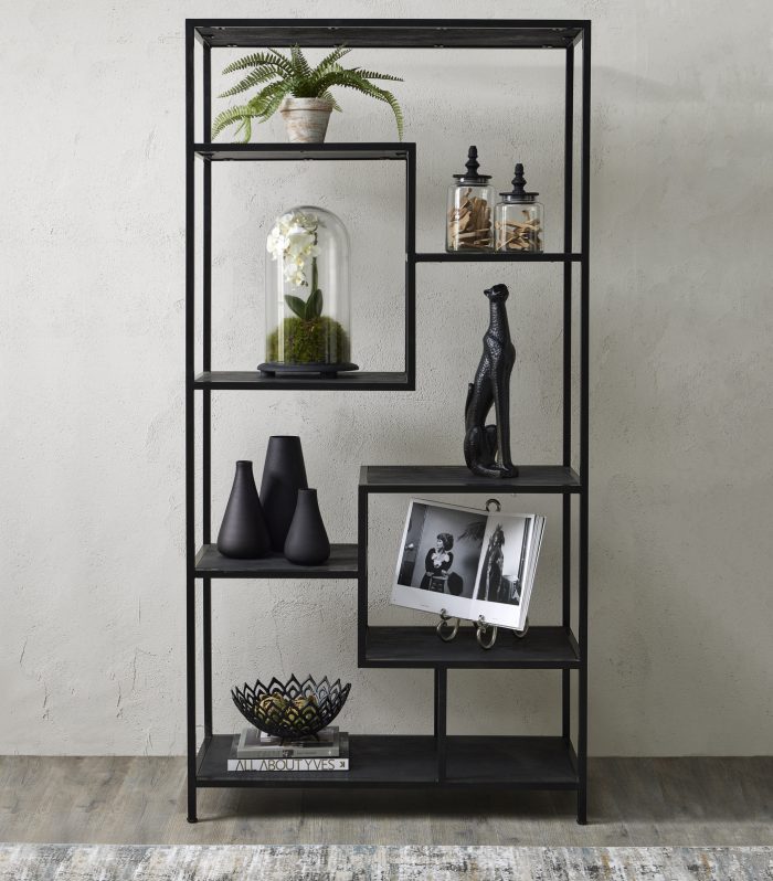 Large Black Multi Shelf Unit with 7 Display Shelves