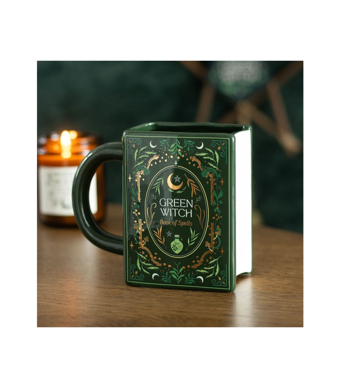 Green Witch Book Shaped Mug