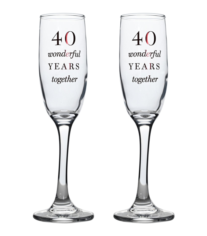 Amore Champagne Flutes Set of 2 - 40th Anniversary
