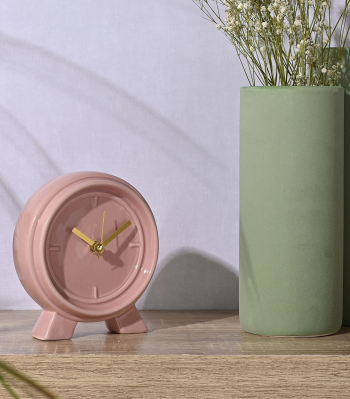 Interval Ceramic Mantle Clock - Pink Clay