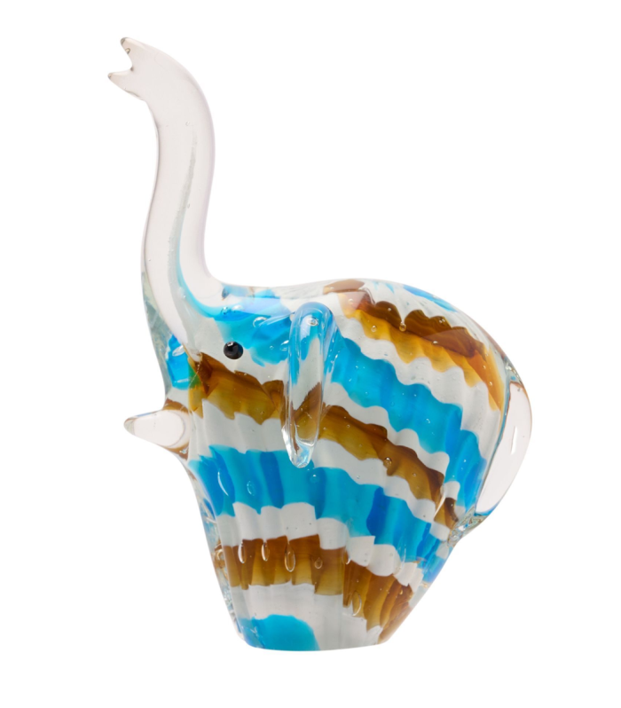 Objets d'art Glass Figurine - Blue Elephant