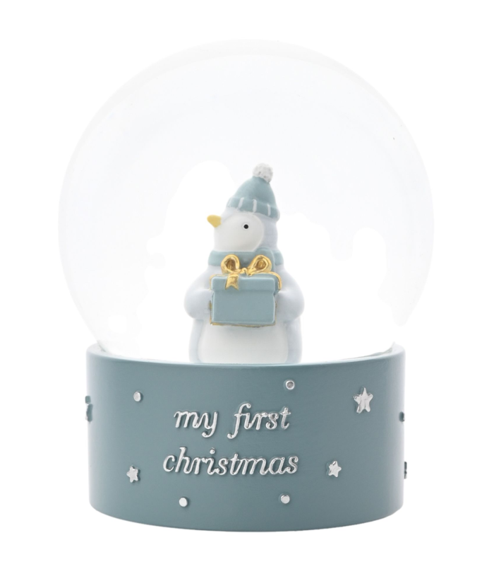 Bambino 'My First Christmas' Penguin Water Globe Blue