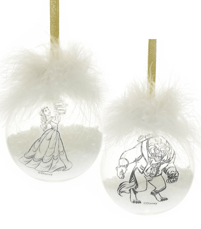 Disney Set of 2 Belle & Beast Feather Baubles