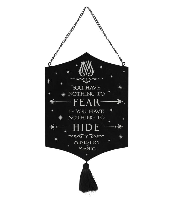 Warner Bros Harry Potter Dark Arts Glow In The Dark Wooden Plaque - Ministry Of Magic