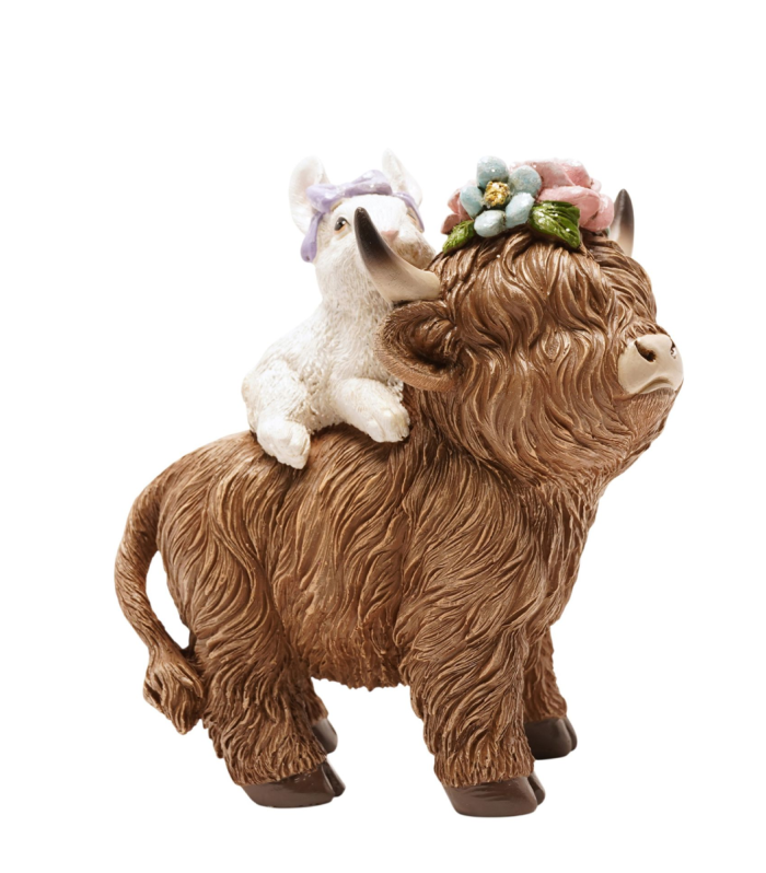 Country Living Spring Bunny Riding Highland Cow
