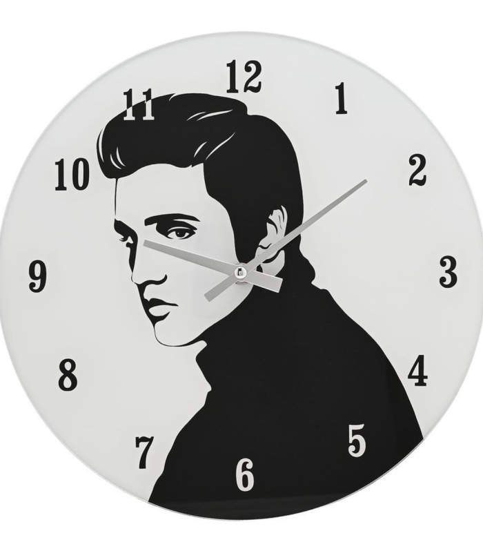 Hometime Iconic Collection Glass Wall Clock 30cm The King Of Rock & Roll
