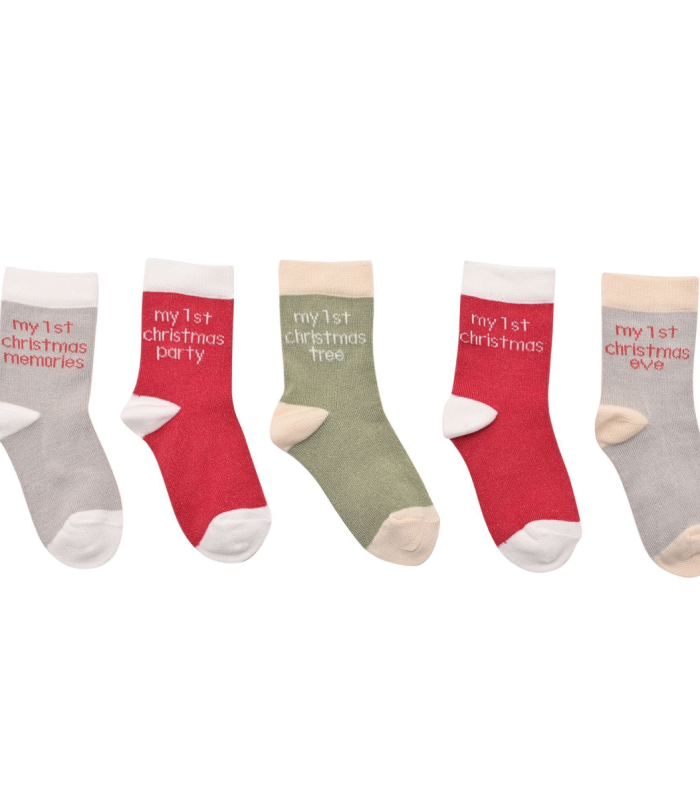 Bambino Socks My First Milestones 6-12 Months Pack of 5 Pairs - Green and Red Colours